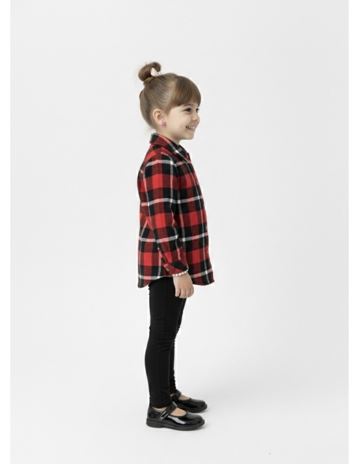 CHEMISE MOTIF À CARREAUX & DOS “LOVE ME” - BÉBÉ FILLE