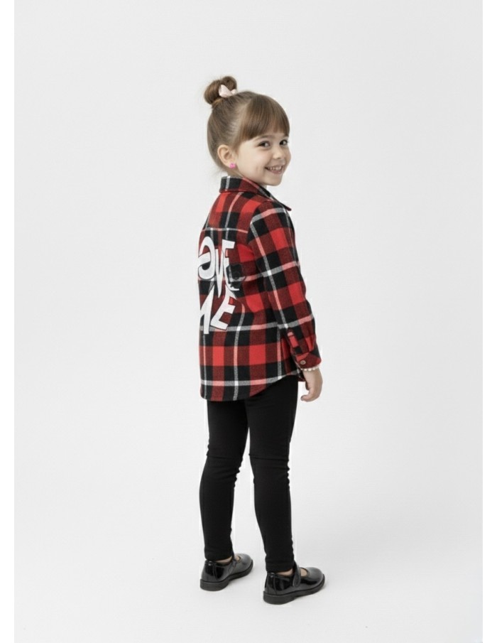 CHEMISE MOTIF À CARREAUX & DOS “LOVE ME” - BÉBÉ FILLE