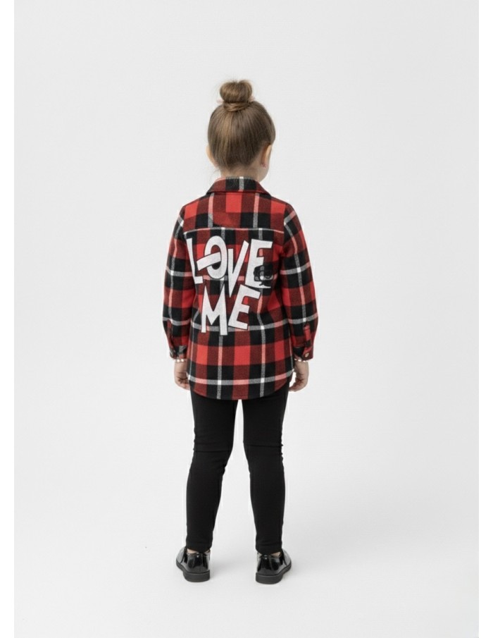 CHEMISE MOTIF À CARREAUX & DOS “LOVE ME” - BÉBÉ FILLE