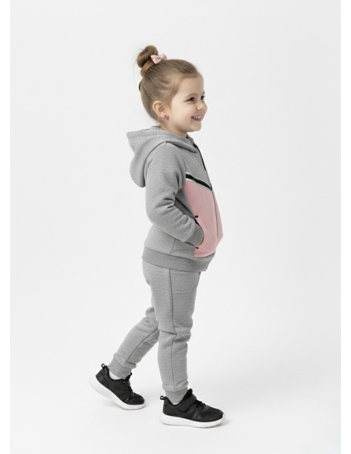 ENSEMBLE JOGGING GRIS & ROSE - BÉBÉ FILLE