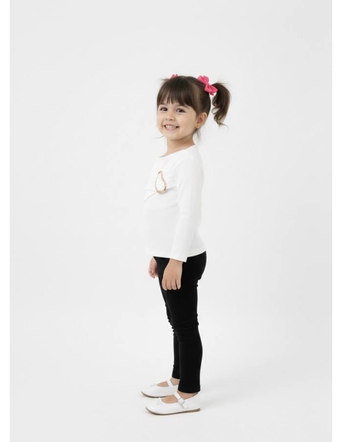 HAUT BLANC AVEC DÉTAILS OR - BÉBÉ FILLE
