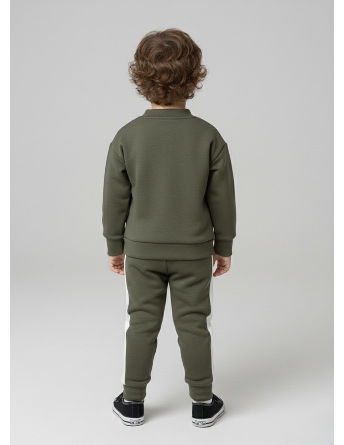 ENSEMBLE JOGGING KAKI AVEC MOTIF & BANDES - BÉBÉ GARÇON