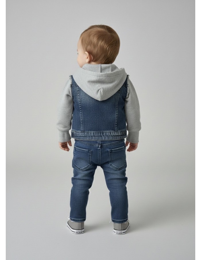 ENSEMBLE VESTE JEAN & SWEAT À CAPUCHE - BÉBÉ GARÇON