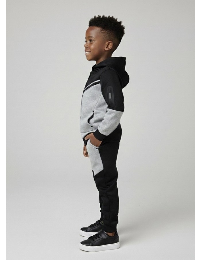 ENSEMBLE JOGGING TECH ZIP & CAPUCHE - GARÇON
