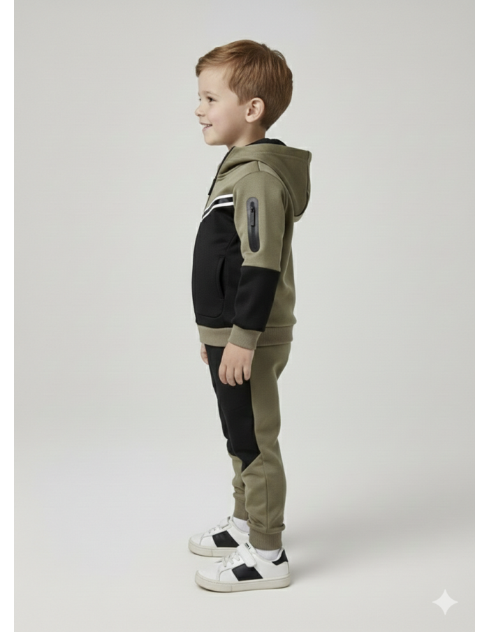 ENSEMBLE JOGGING TECH ZIP & CAPUCHE - GARÇON