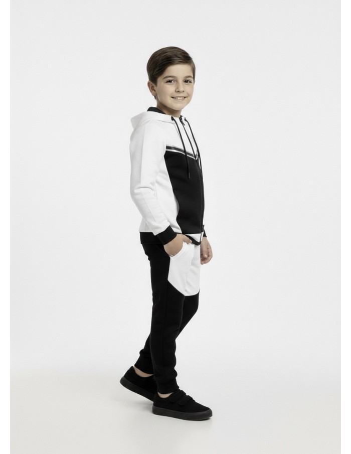 ENSEMBLE JOGGING BLANC ET NOIR - GARÇON 4 À 14 ANS