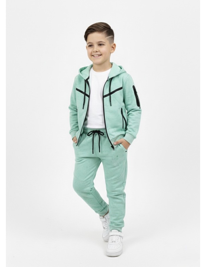 ENSEMBLE JOGGING VERT - GARÇON 4 À 14 ANS