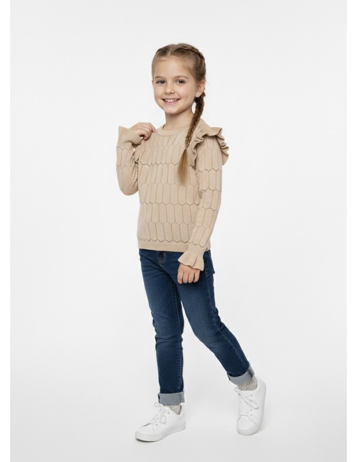 T-SHIRT MANCHES LONGUES BEIGE - FILLE