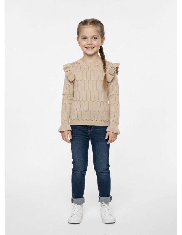 T-SHIRT MANCHES LONGUES BEIGE - FILLE