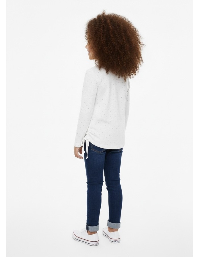 T-SHIRT MANCHES LONGUES BLANC À STRASS – FILLE