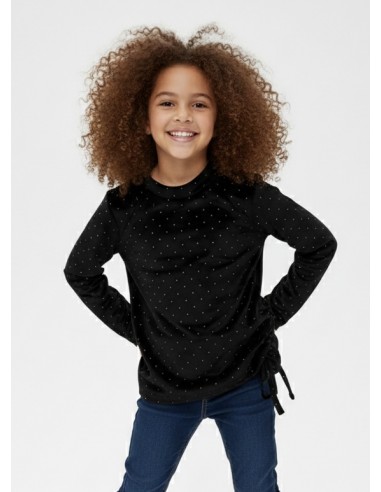 T-SHIRT MANCHES LONGUES NOIR À STRASS...