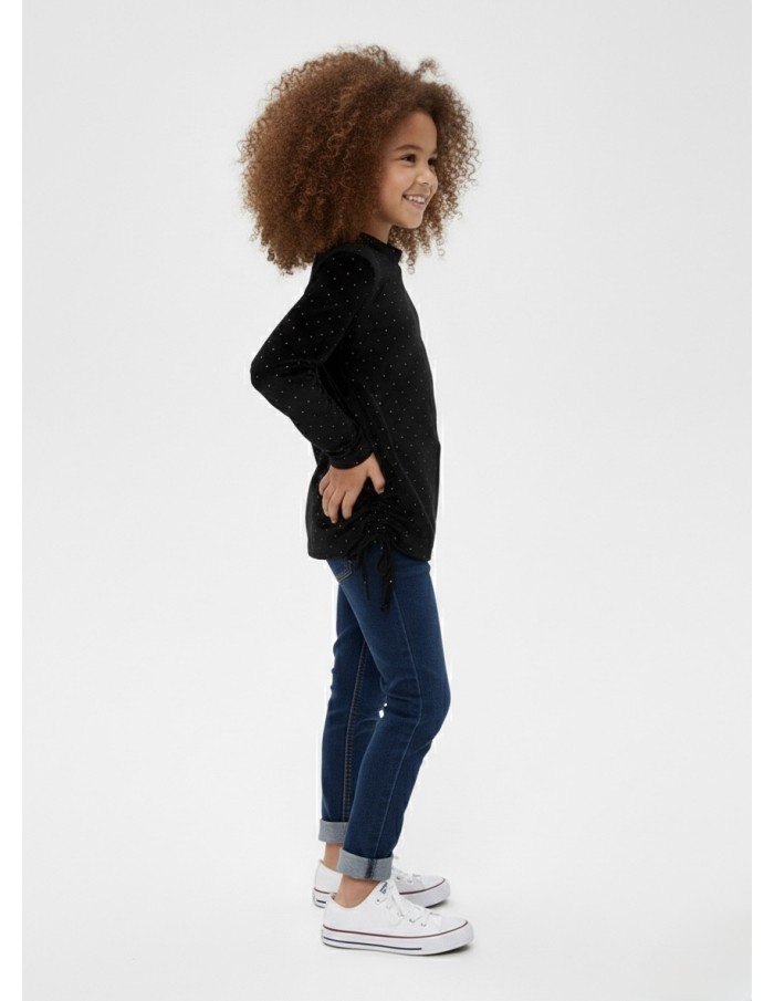 T-SHIRT MANCHES LONGUES NOIR À STRASS – FILLE