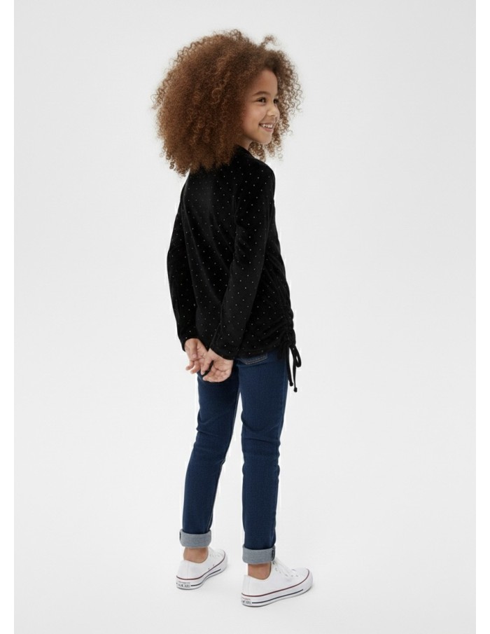 T-SHIRT MANCHES LONGUES NOIR À STRASS – FILLE