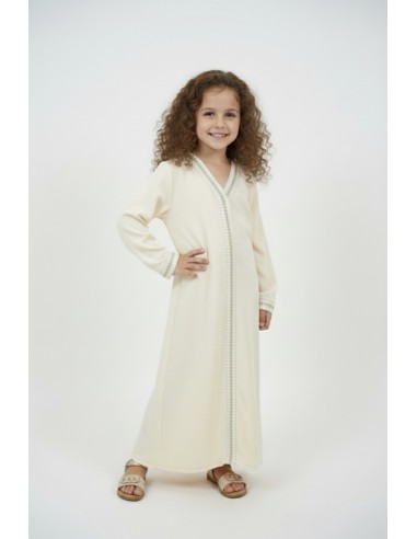 Robe Abaya beige col V – fille