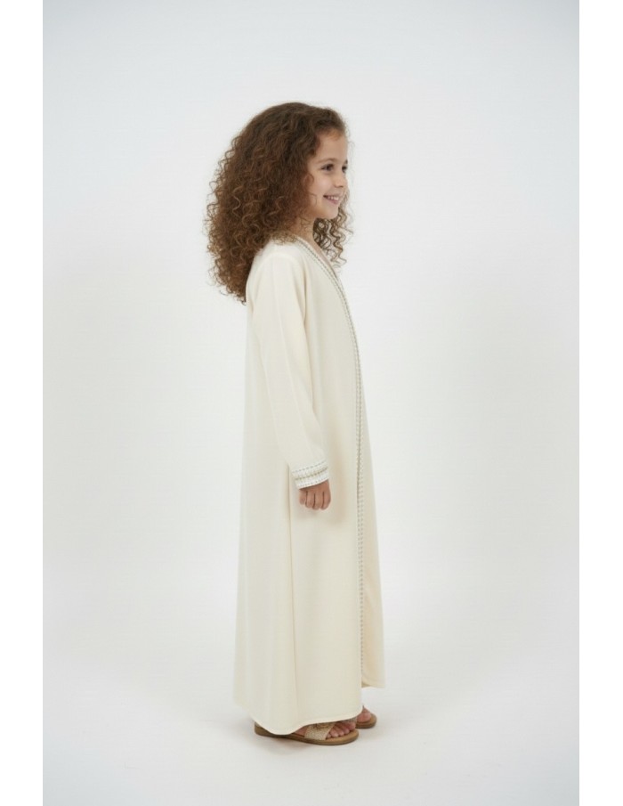 Robe Abaya beige col V – fille - Accueil