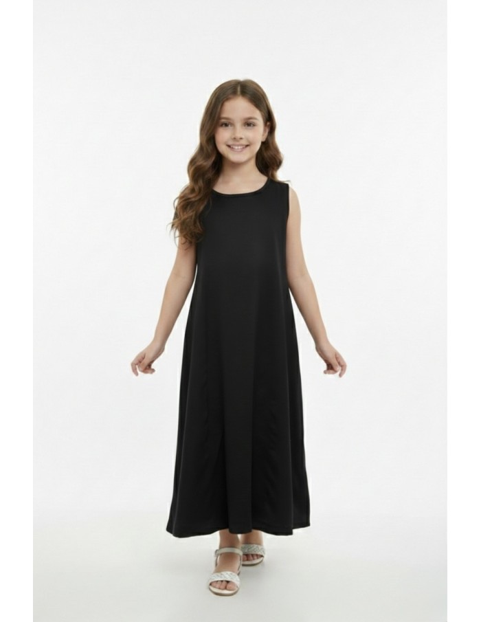 Ensemble noir Gilet + Robe Longue Sans Manches avec Strass - fille de 4 à 14 ans - Accueil