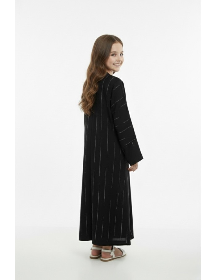 Ensemble noir Gilet + Robe Longue Sans Manches avec Strass - fille de 4 à 14 ans - Accueil