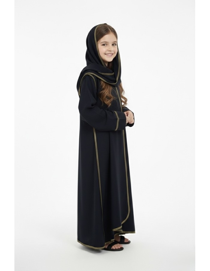Robe Abaya noire avec voile intégré – fille - Accueil