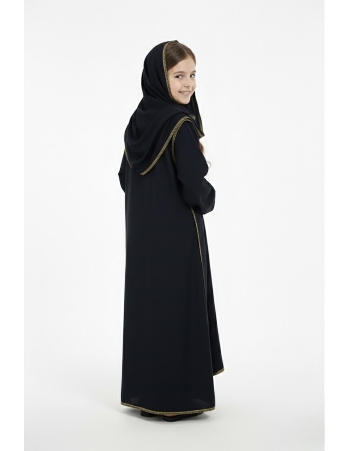 Robe Abaya noire avec voile intégré – fille - Accueil