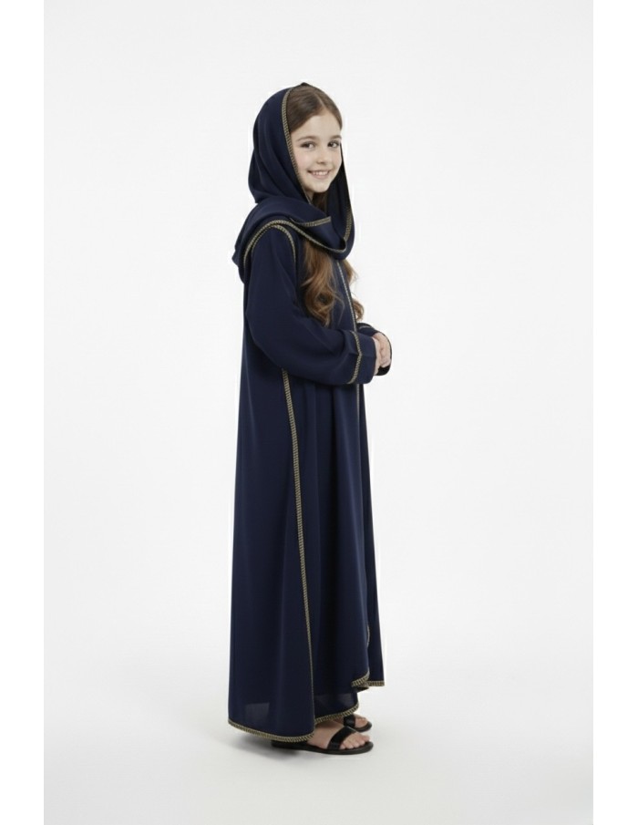 Robe Abaya bleu marine avec voile intégré – fille - Accueil