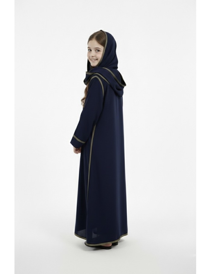 Robe Abaya bleu marine avec voile intégré – fille - Accueil