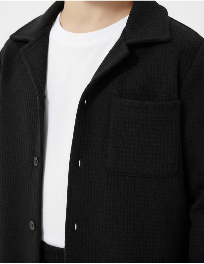 ENSEMBLE VESTE TEXTURÉE NOIR & PANTALON - GARÇON