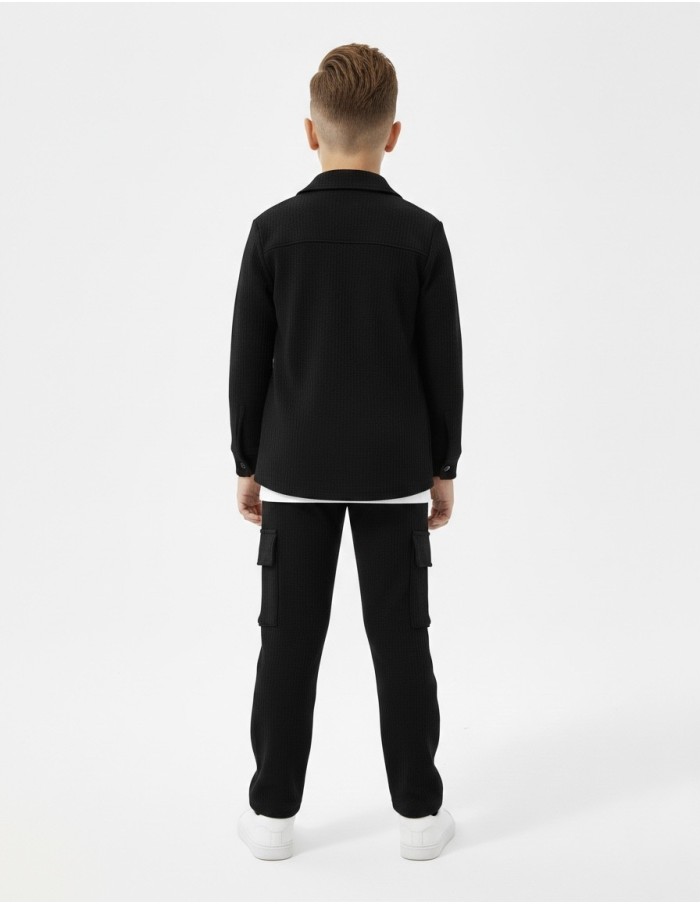 ENSEMBLE VESTE TEXTURÉE NOIR & PANTALON - GARÇON