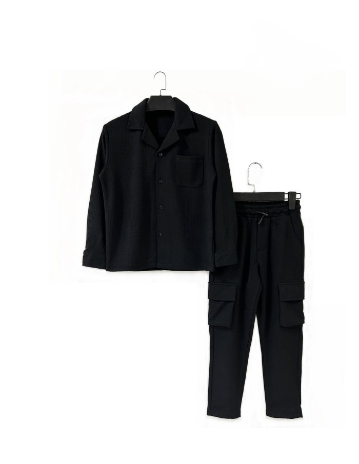 ENSEMBLE VESTE TEXTURÉE NOIR & PANTALON - GARÇON