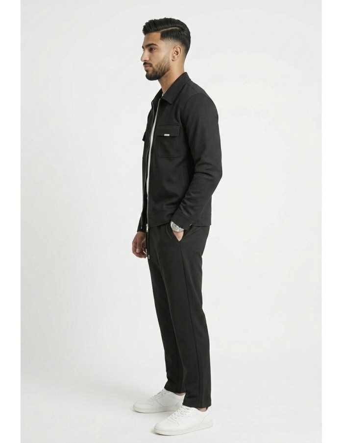 ENSEMBLE VESTE ZIPPÉE & PANTALON NOIR - HOMME