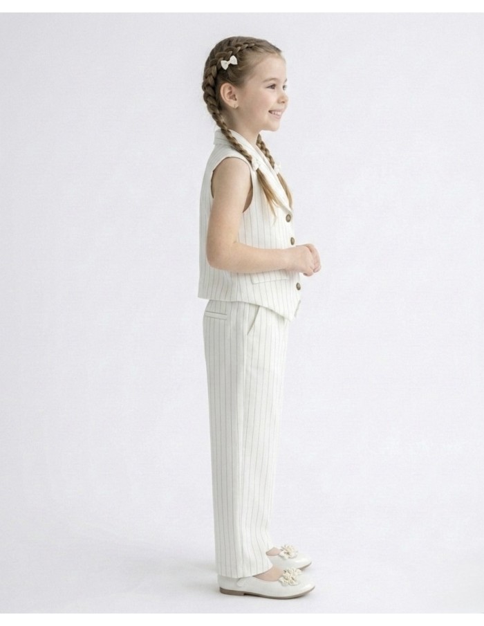 ENSEMBLE TAILLEUR BLANC RAYÉ – FILLE