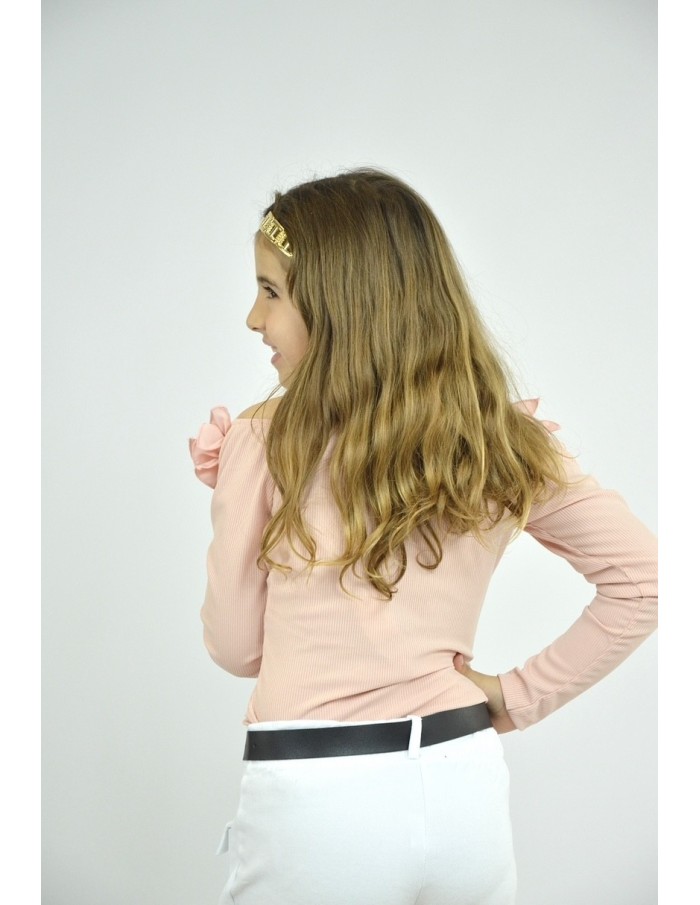 BODY ROSE À VOLANT MANCHES LONGUES – FILLE