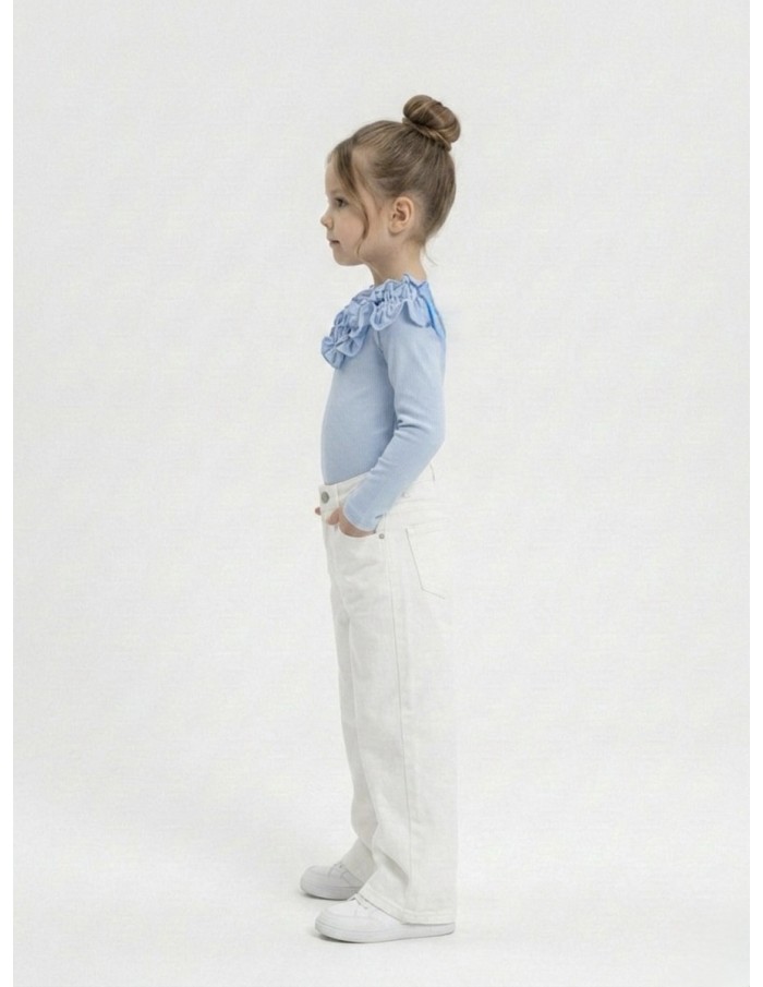 BODY BLEU À VOLANT MANCHES LONGUES – FILLE