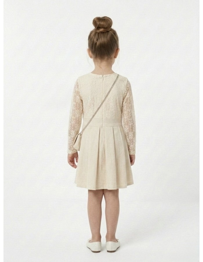 Robe beige en dentelle + sac assorti – FILLE