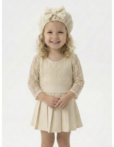 Robe beige dentelle avec...