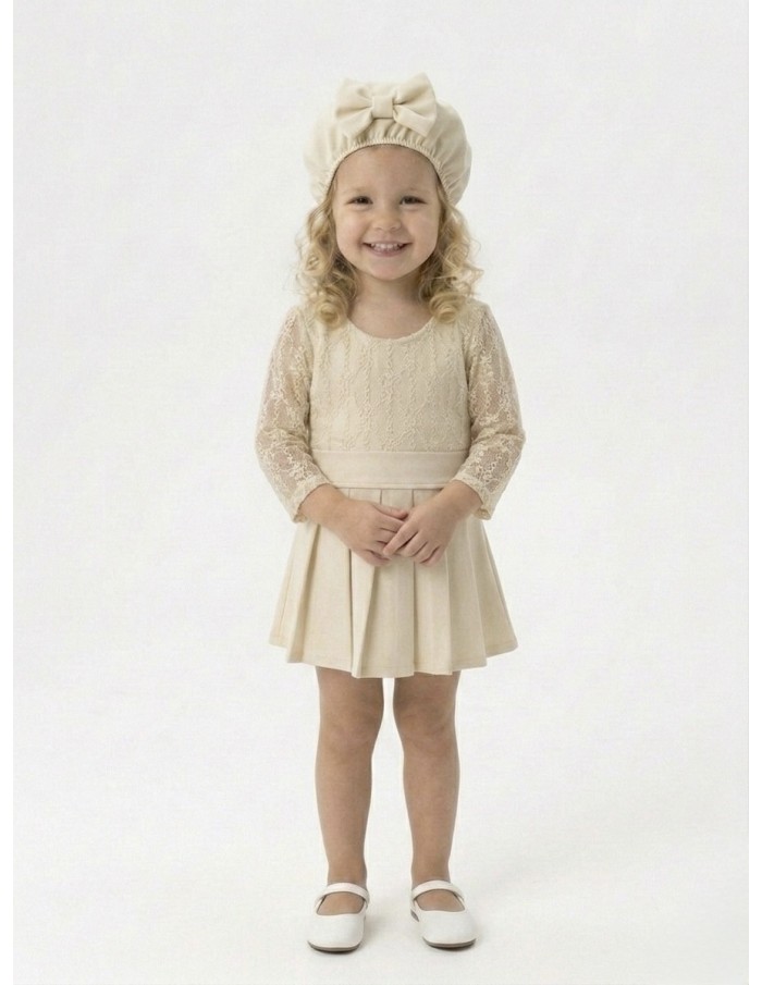 Robe beige dentelle avec sac assorti - BÉBÉ
