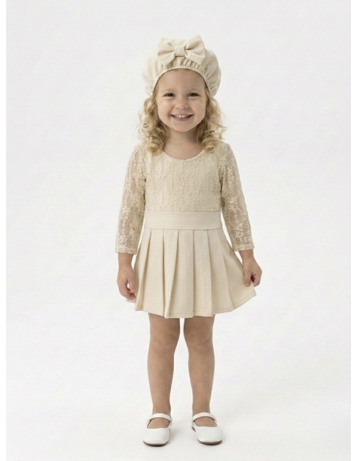 Robe beige dentelle avec sac assorti - BÉBÉ