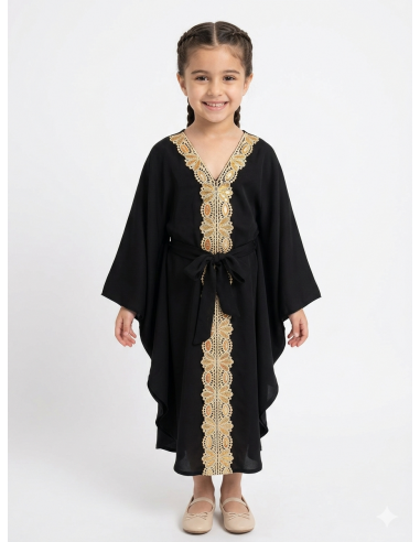 ABAYA ROBE NOIR AVEC BRODERIES DORÉES...