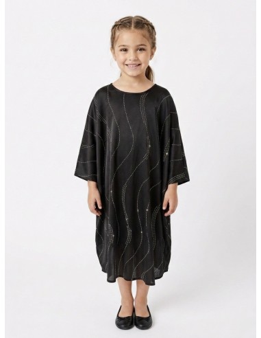 ABAYA ROBE NOIR AVEC STRASS - FILLE