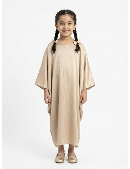 Robe Abaya noire col V fille – Élégance et raffinement