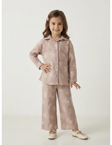 ENSEMBLE BRODÉ FLEUR ROSE– FILLE