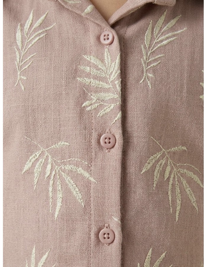 ENSEMBLE BRODÉ FLEUR ROSE– FILLE