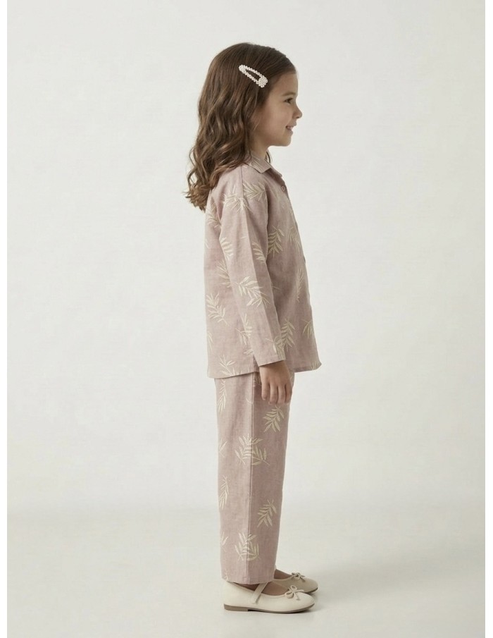 ENSEMBLE BRODÉ FLEUR ROSE– FILLE