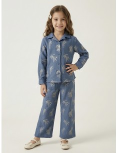 ENSEMBLE BRODÉ BLEU – FILLE