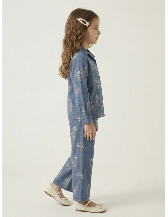 ENSEMBLE BRODÉ BLEU – FILLE