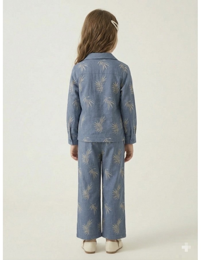 ENSEMBLE BRODÉ BLEU – FILLE