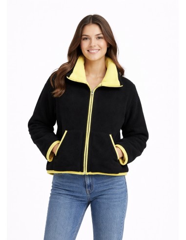 Veste polaire contrasté noir - femme