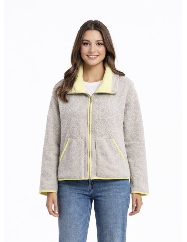 Veste polaire contrasté beige - femme