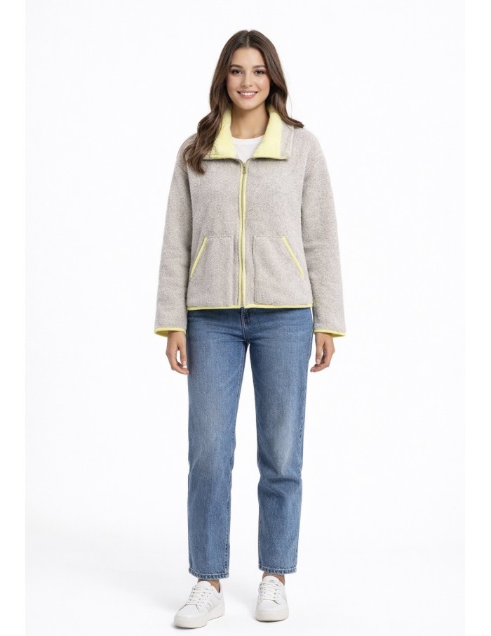 Veste polaire contrasté beige - femme
