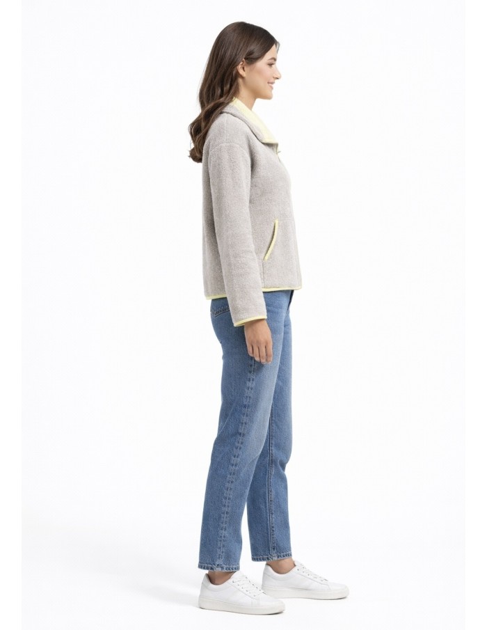 Veste polaire contrasté beige - femme