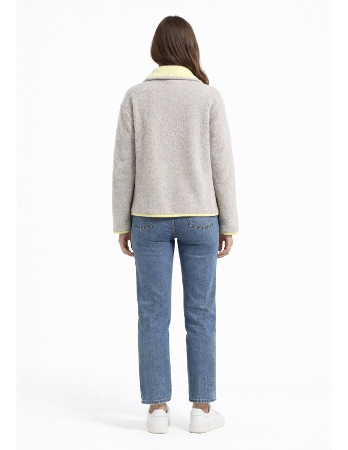 Veste polaire contrasté beige - femme